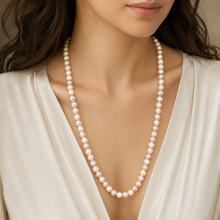 Estate Sterling Silver 13mm Semi-Baroque Pearl Strand, Vintage