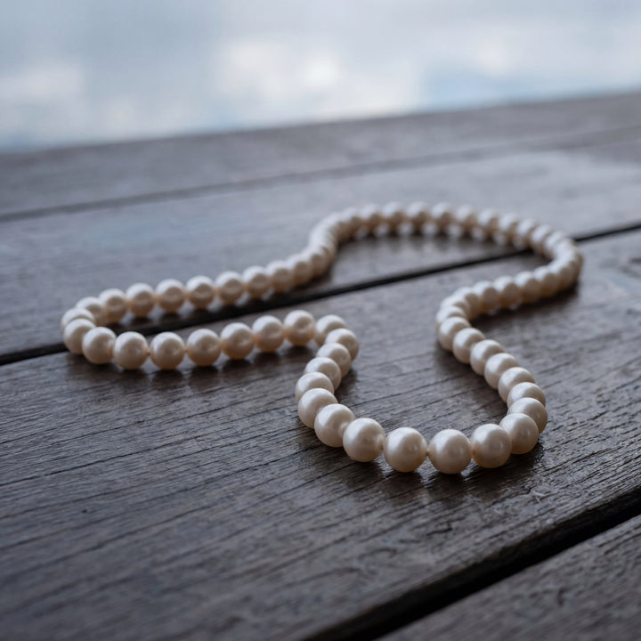 Estate 14K Yellow Gold Cultured Pearl Strand Necklace with Diamonds in Clasp