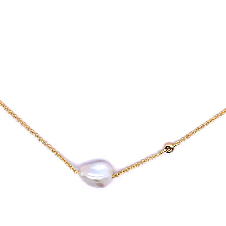 Gold Plated Freshwater Pearl and Cubic Zirconia Necklace by Ania Haie