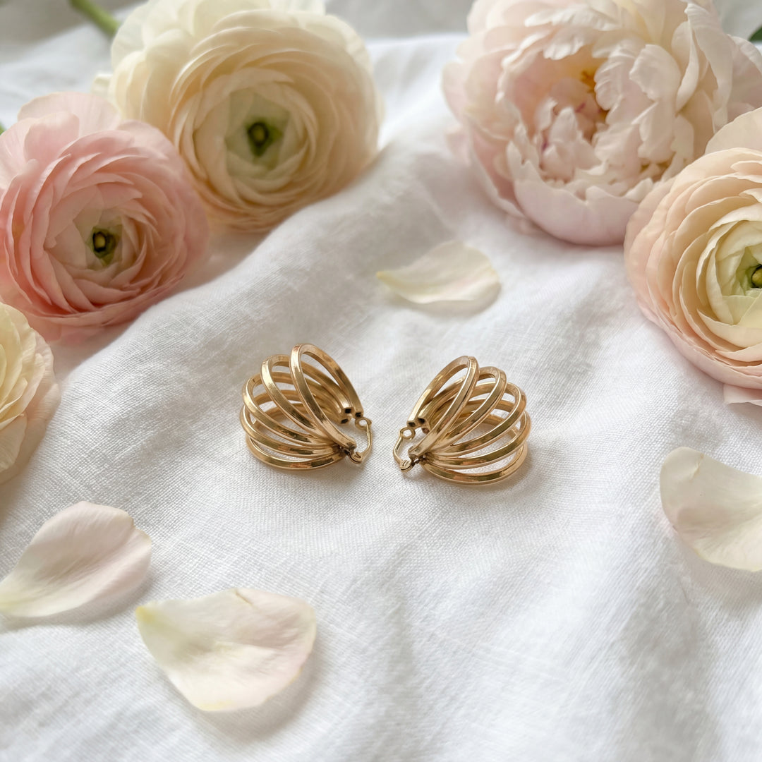 Estate 14K Yellow Gold Multi-Tube Hoop Earrings
