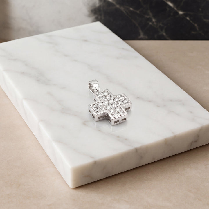 Estate Platinum 2.20CTW Princess-Cut Diamond Cross Pendant