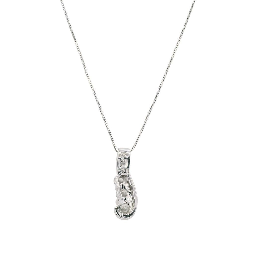Estate 10K White Gold Diamond Journey Pendant Necklace