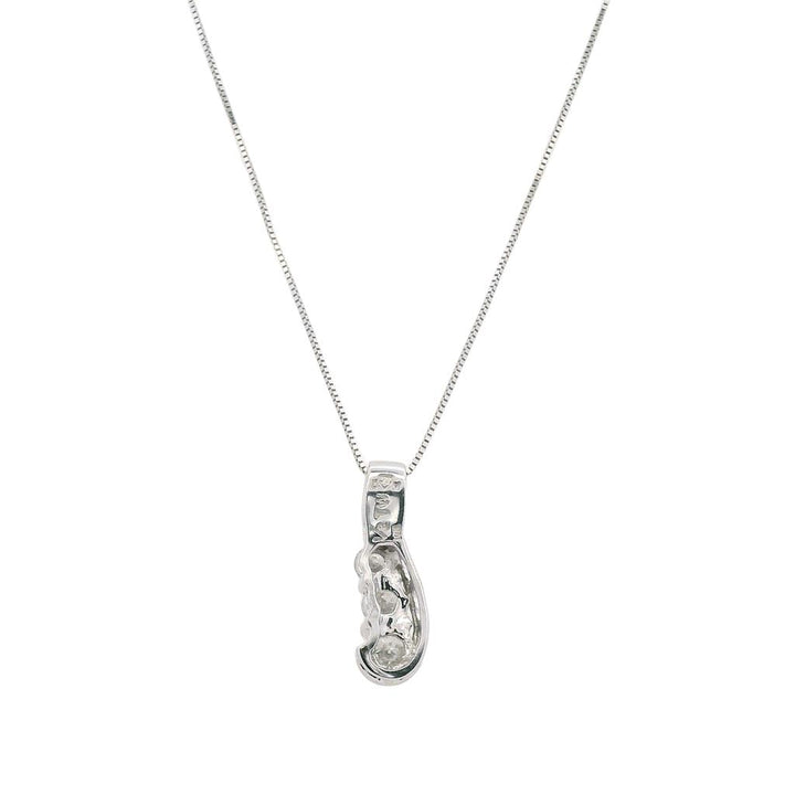 Estate 10K White Gold Diamond Journey Pendant Necklace