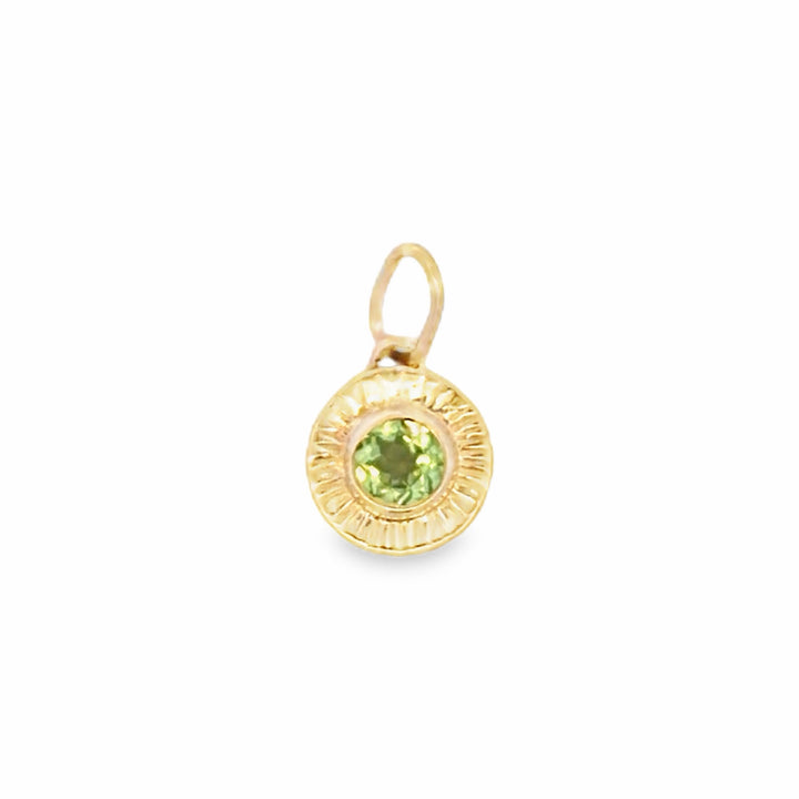 Estate 14K Yellow Gold 4MM Peridot Solitaire Pendant