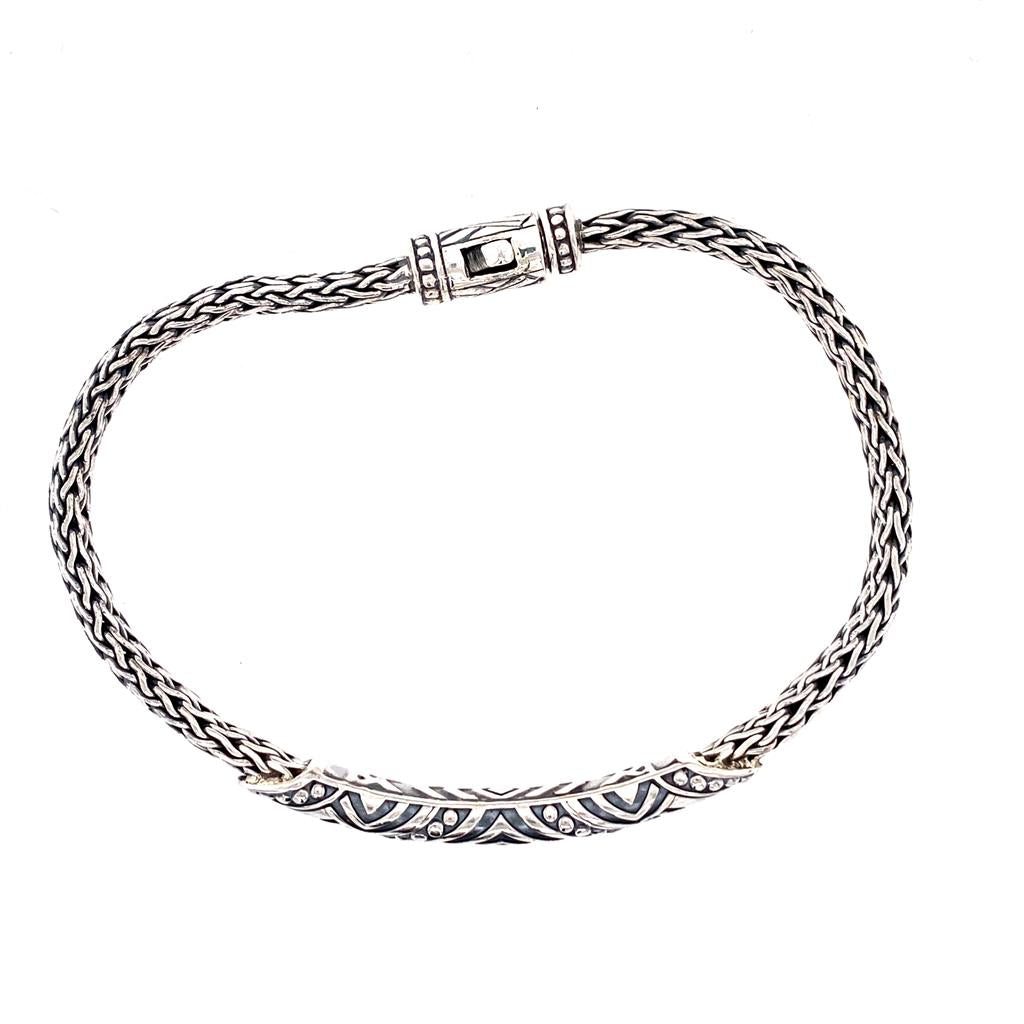 Sterling Silver Tribal Design Adang Bar Bracelet by Samuel B.