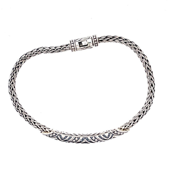 Sterling Silver Tribal Design Adang Bar Bracelet by Samuel B.