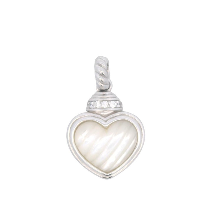 Estate Sterling Silver Mother of Pearl Judith Ripka Heart Pendant