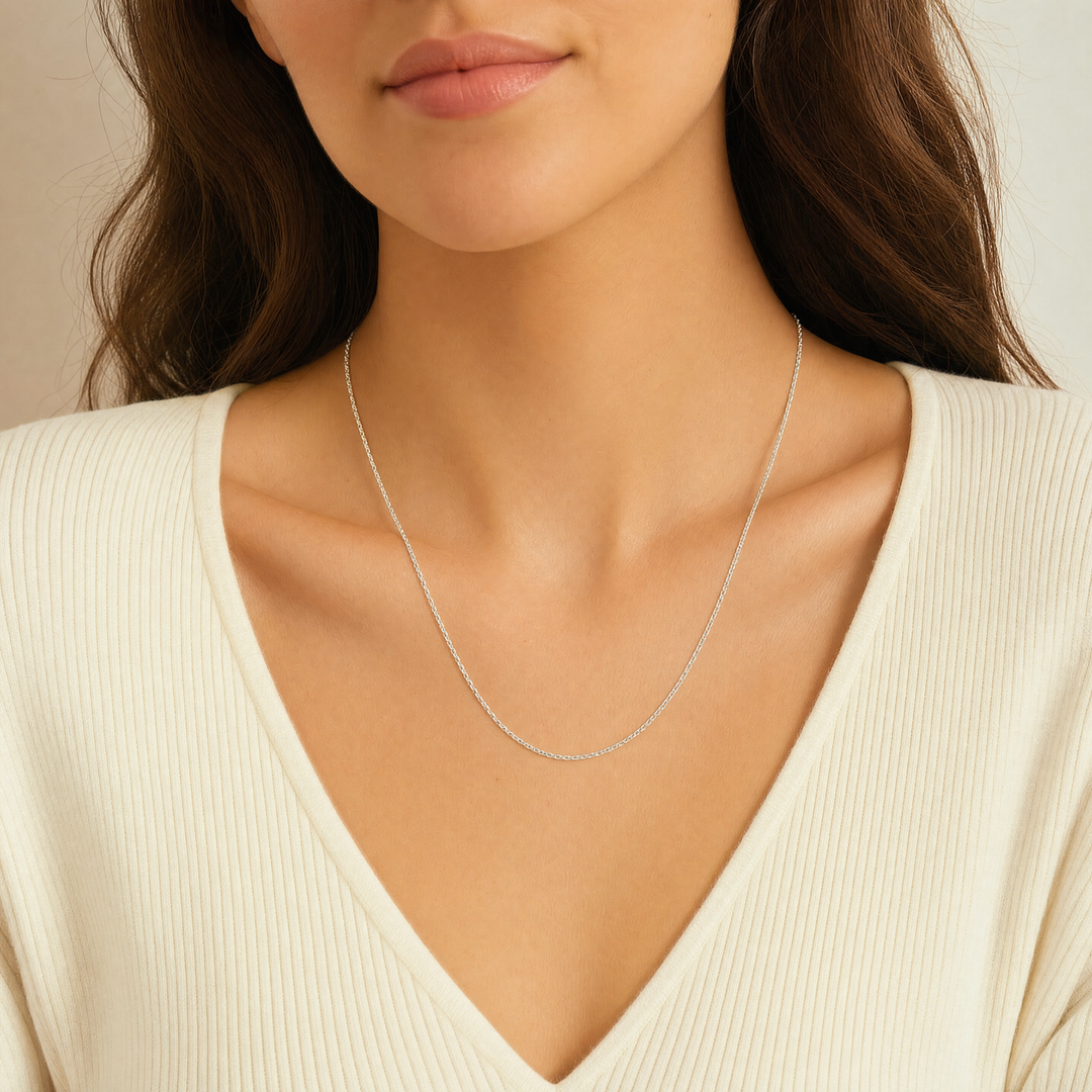 Estate Sterling Silver 0.76MM Cable Chain Necklace