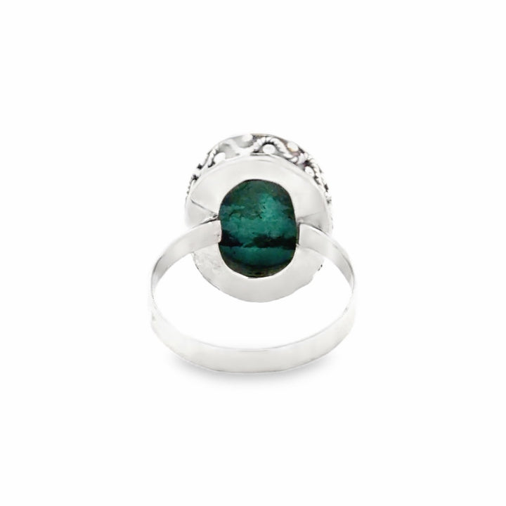 Estate Sterling Silver Oval Cabochon Turquoise Solitaire Ring