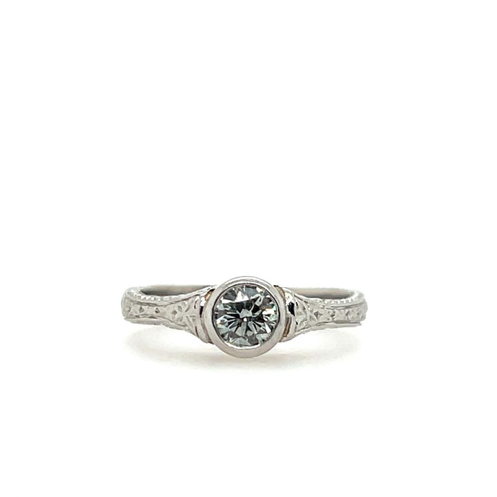 Estate 14K White Gold 0.42ct Diamond Solitaire Engagement Ring