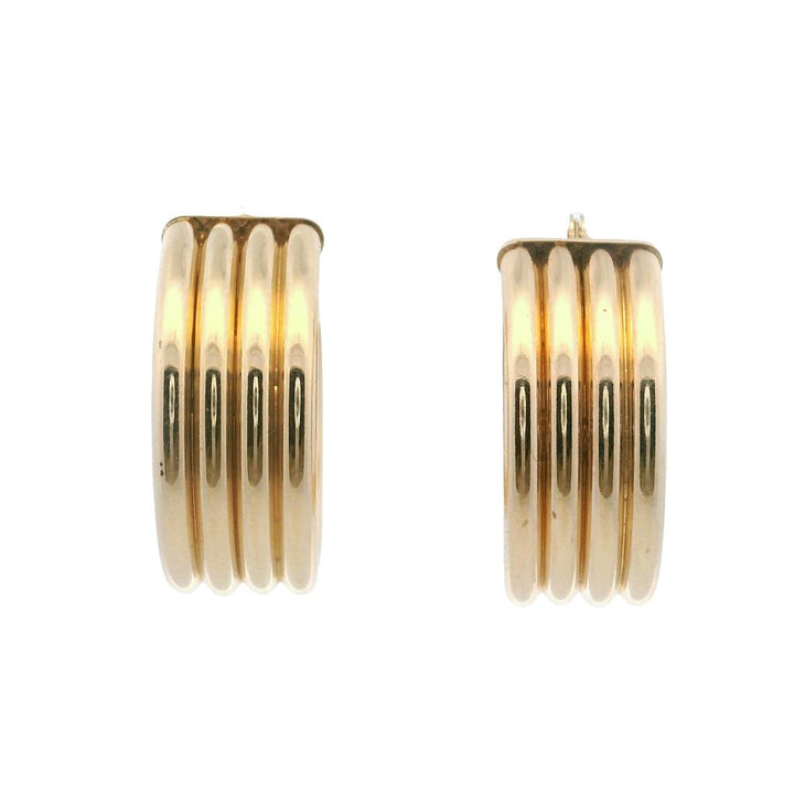 Estate 14K Yellow Gold Multi-Row Hollow Hoop Earrings