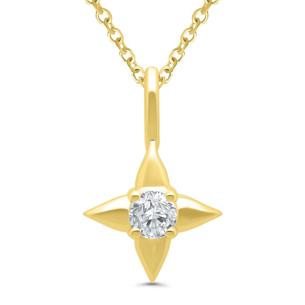 14K Yellow Gold 0.15ctw Diamond Star Necklace