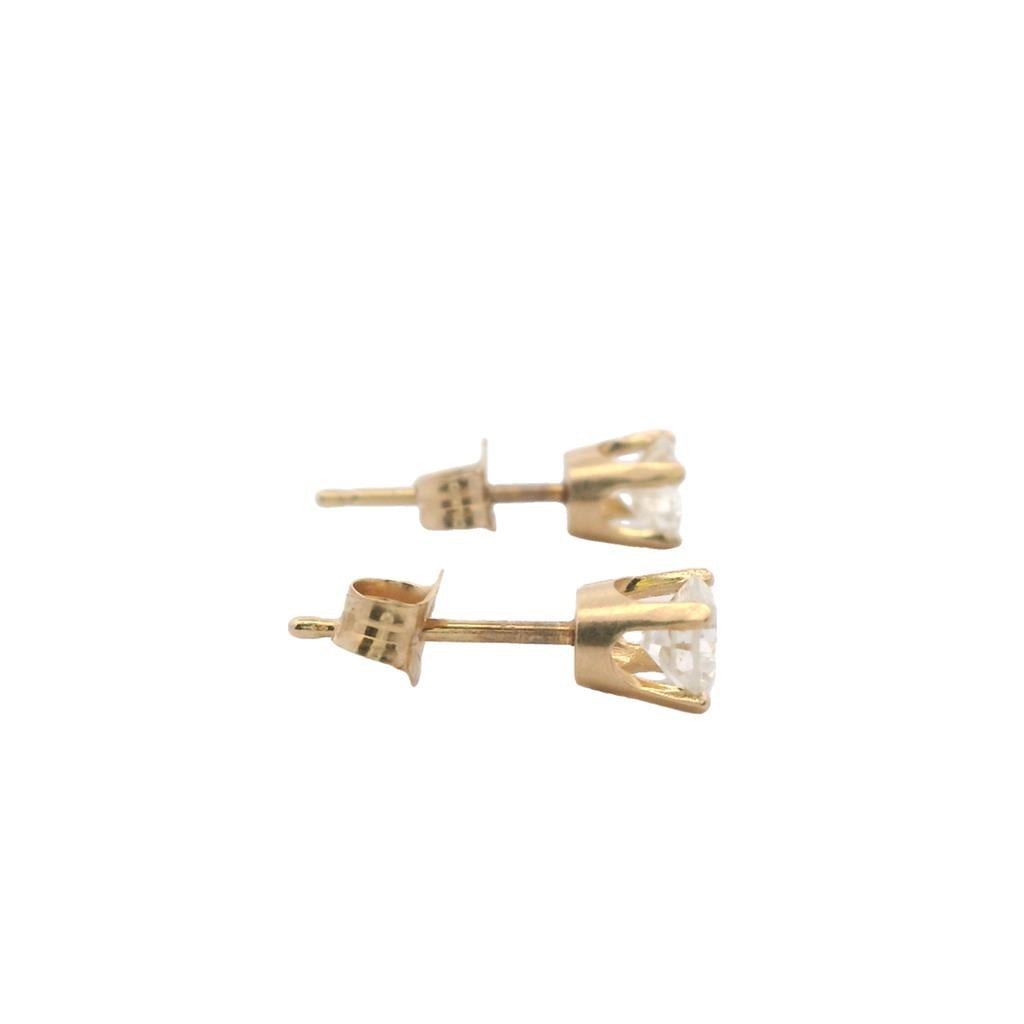 Estate 14K Yellow Gold Half Carat Diamond Stud Earrings