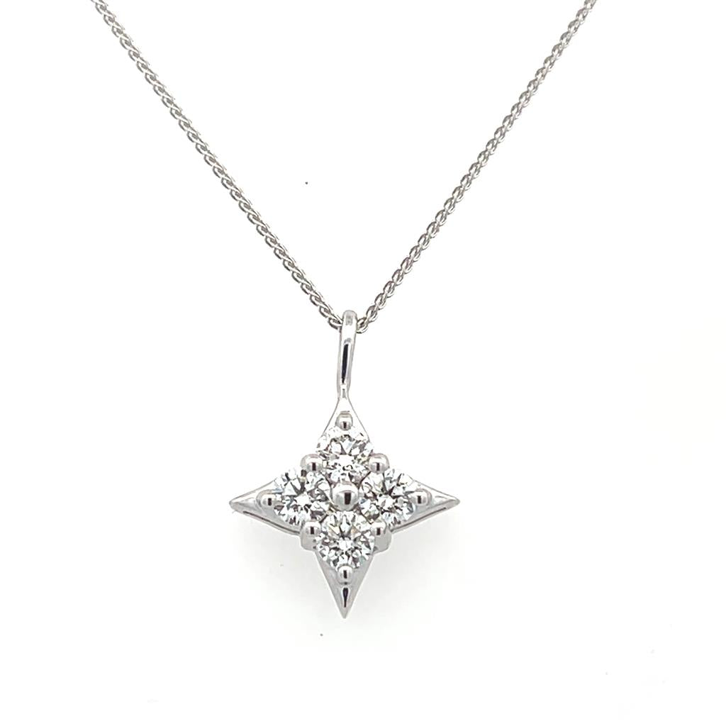 14K White Gold 0.75ctw Diamond Star Necklace