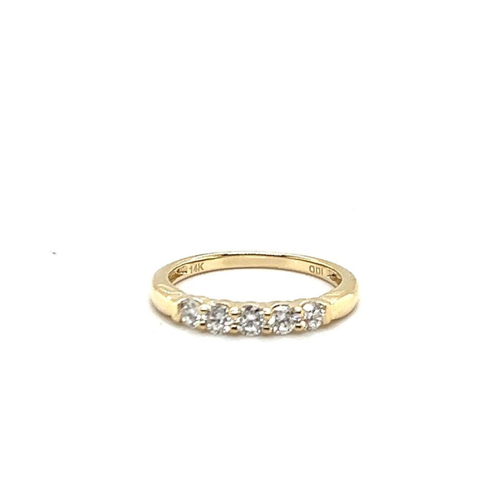 14K Yellow Gold 0.50ctw Round Diamond Five Stone Wedding Band