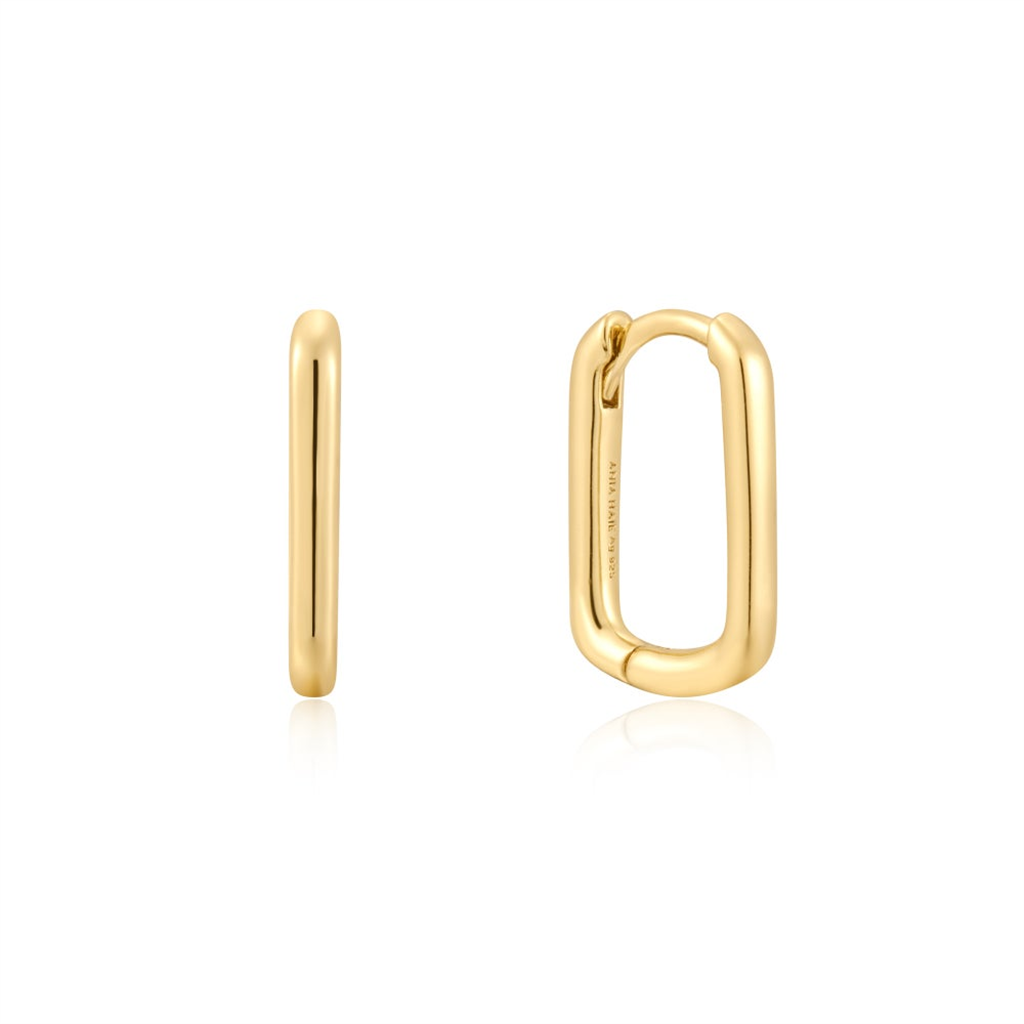 Gold Plated Paperclip Huggie Hoop Earrings by Ania Haie