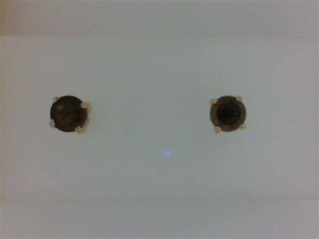 14K Yellow Gold 0.90ctw Smoky Quartz Stud Earrings