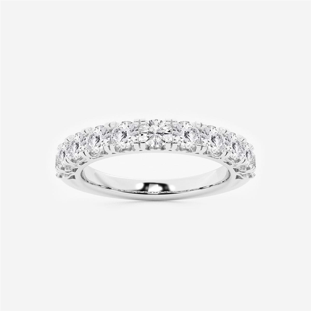 14K White Gold Micropave Round Diamond Wedding Band - 0.75 TCW