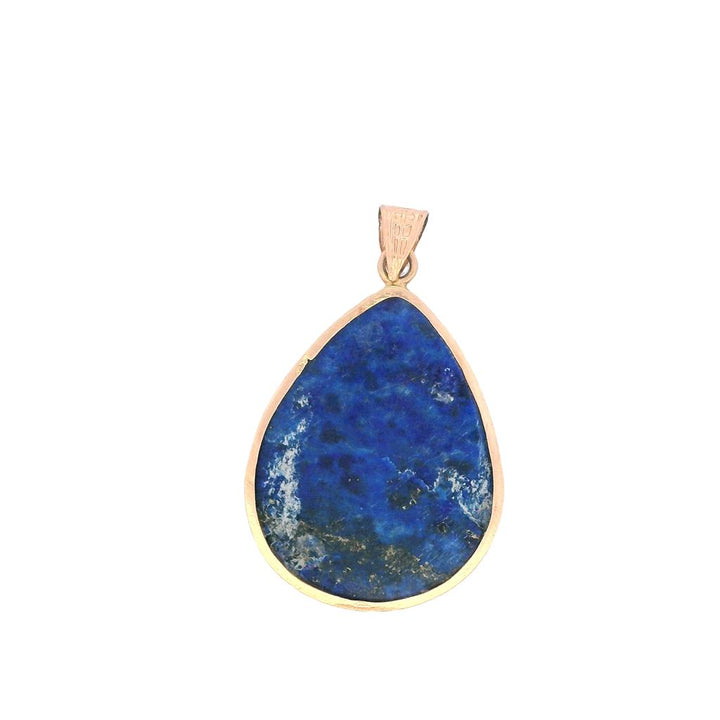 Estate 18K Yellow Gold Pear Shaped Lapis Lazuli Pendant
