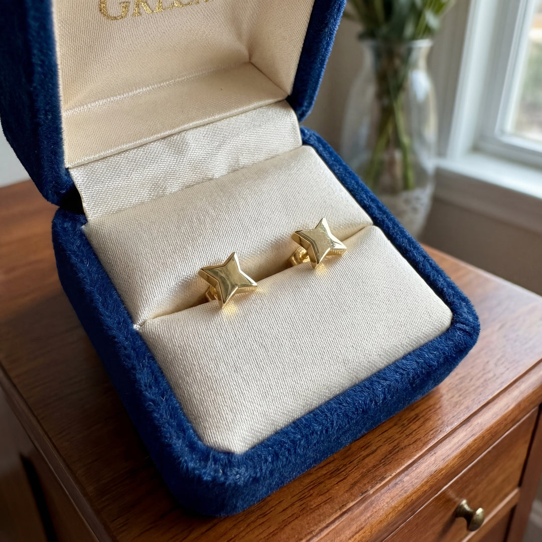 Estate 14K Yellow Gold Star Stud Earrings