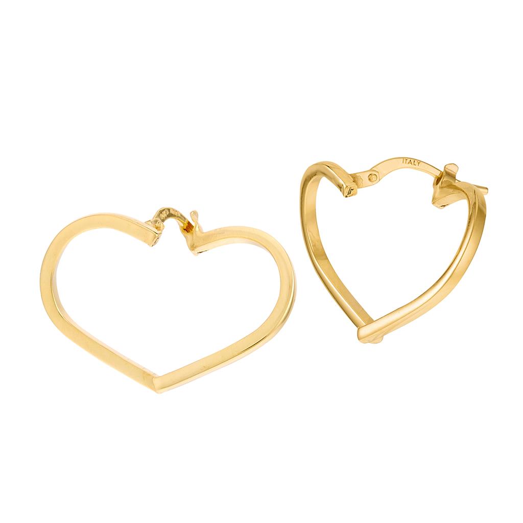 14K Yellow Gold Heart Shaped Hoop Earrings