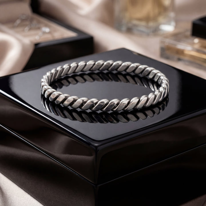Estate Sterling Silver Twisted Wire Bangle Bracele