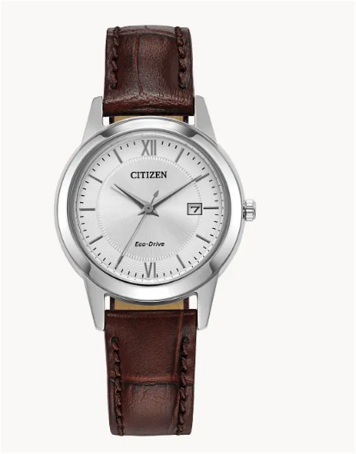 Stainless Steel Leather Strap Classic Women's Watch by Citizen