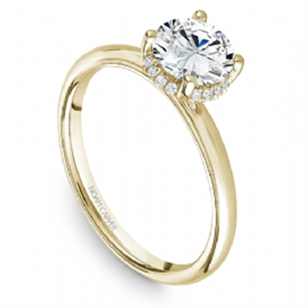 14K Yellow Gold 0.05ctw Diamond Halo Collar Engagement Ring Mounting by Crown Ring