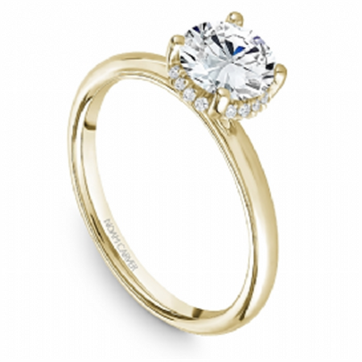 14K Yellow Gold 0.05ctw Diamond Halo Collar Engagement Ring Mounting by Crown Ring