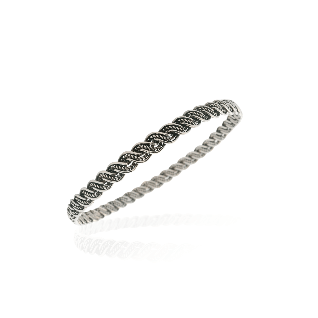 Estate Continental Silver Twisted Bangle Bracelet