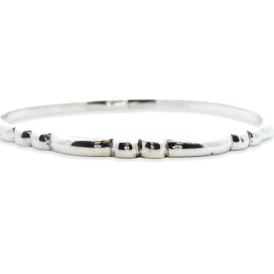 Estate Sterling Silver Ribbed Bangle Bracelet
