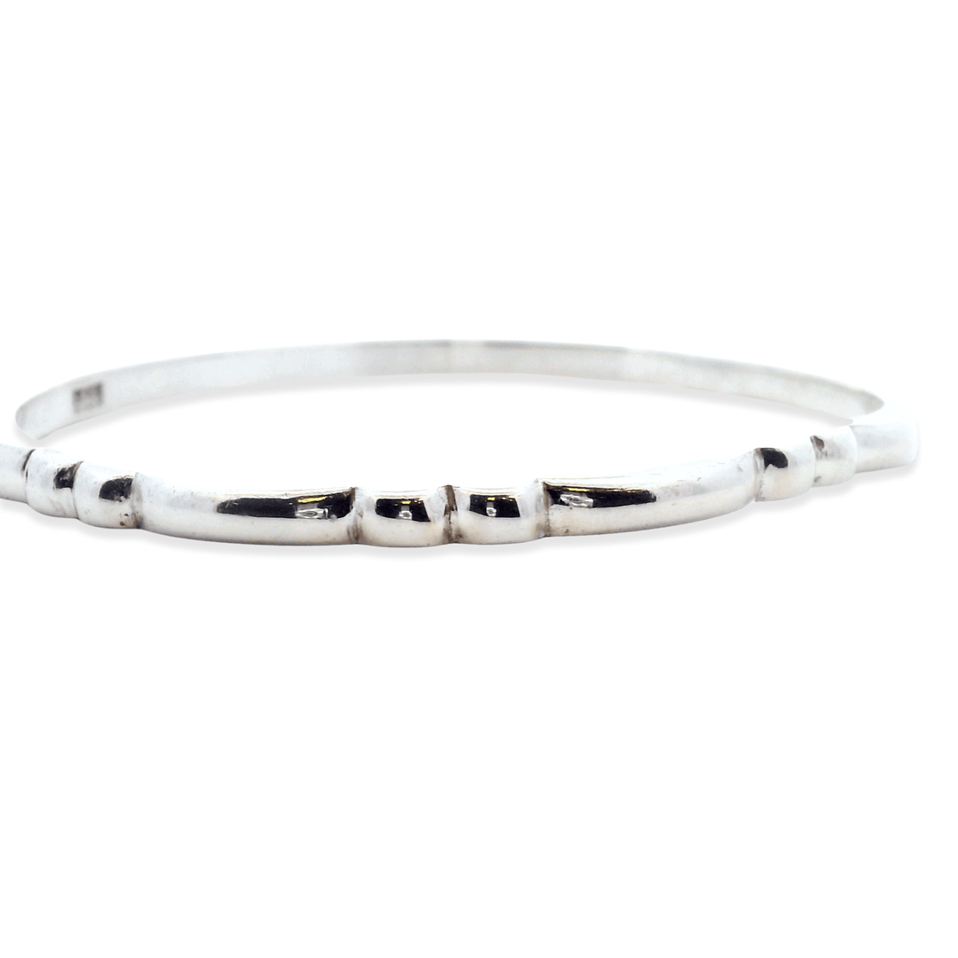 Estate Sterling Silver Ribbed Bangle Bracelet