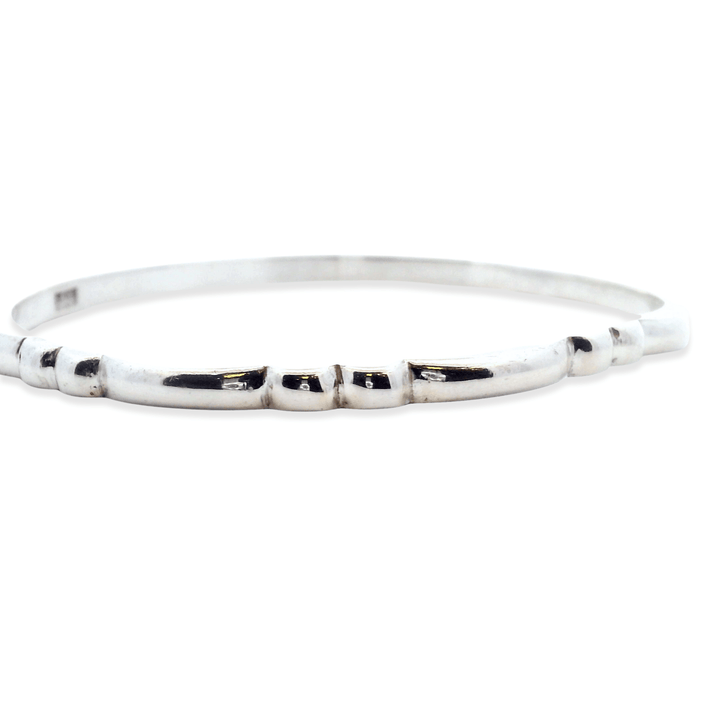 Estate Sterling Silver Ribbed Bangle Bracelet