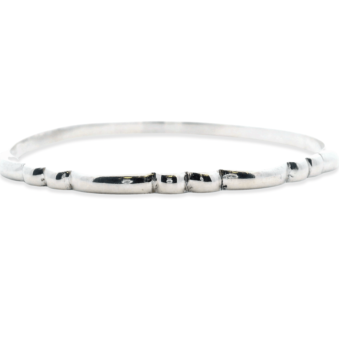 Estate Sterling Silver Ribbed Bangle Bracelet