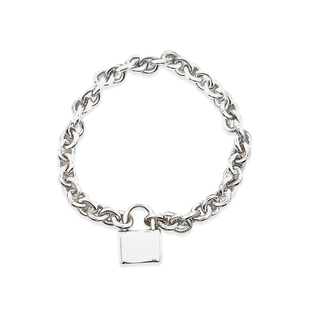 Estate Sterling Silver Padlock Bracelet