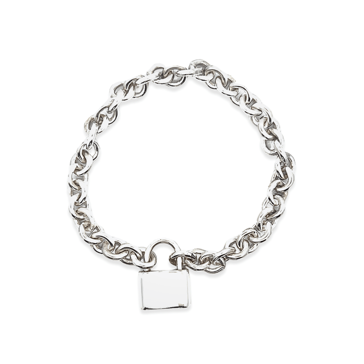 Estate Sterling Silver Padlock Bracelet