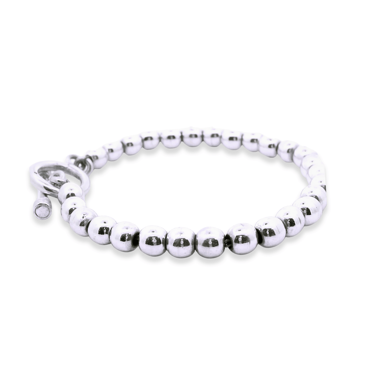 Estate Sterling Silver Beaded Toggle Clasp Bracelet