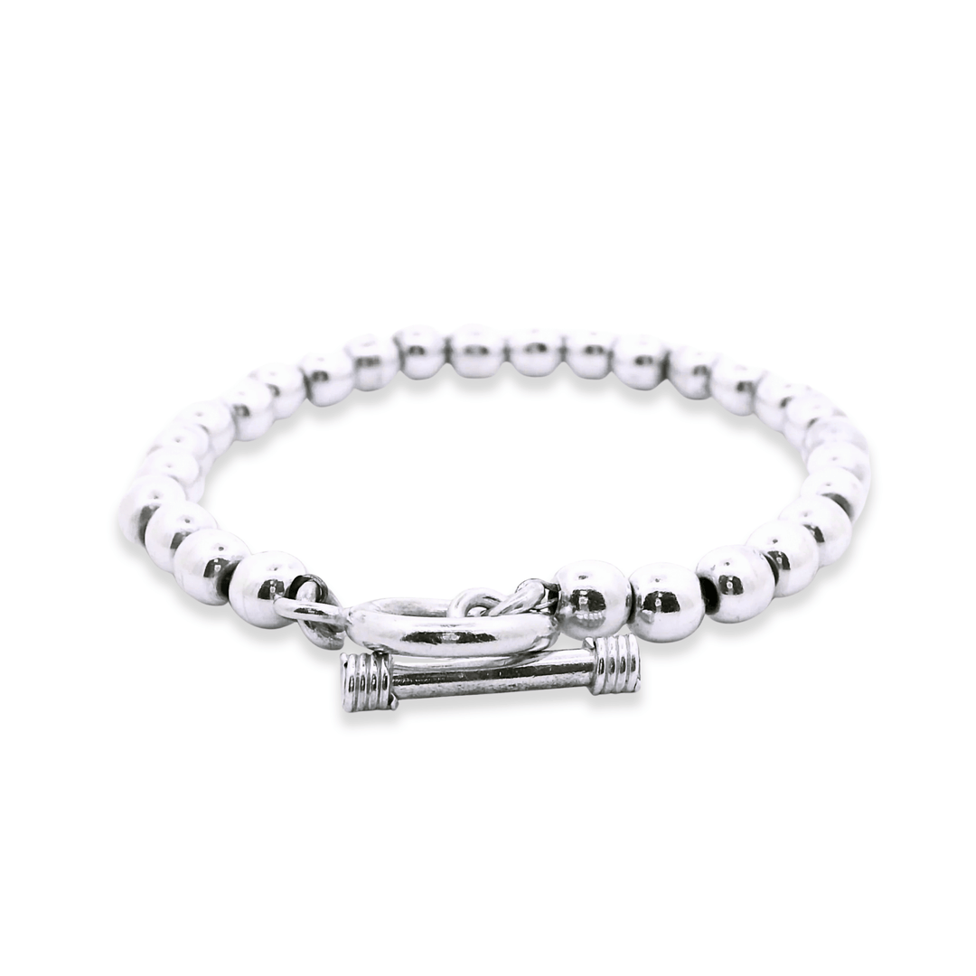 Estate Sterling Silver Beaded Toggle Clasp Bracelet