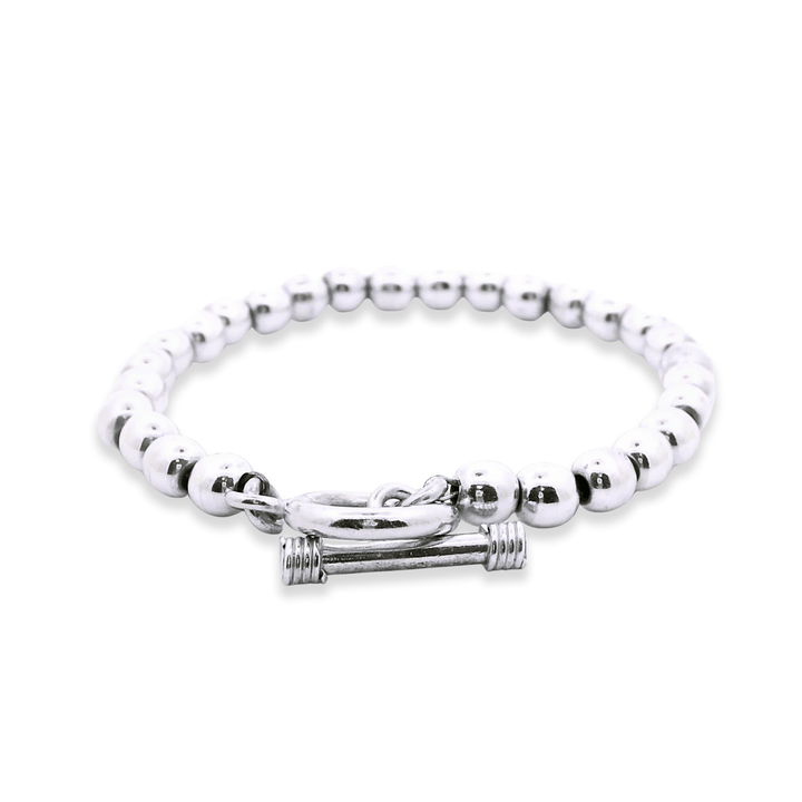 Estate Sterling Silver Beaded Toggle Clasp Bracelet