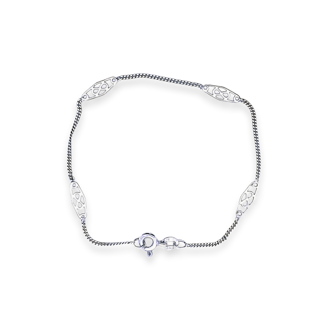 Estate Sterling Silver Filigree Station Bracelet