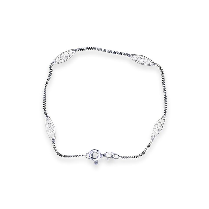 Estate Sterling Silver Filigree Station Bracelet