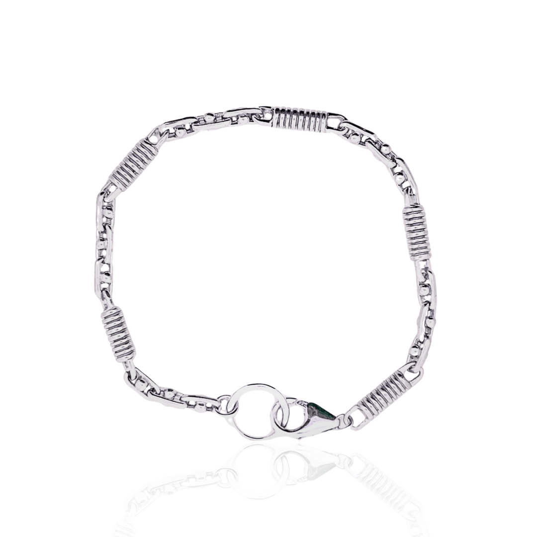 Estate Sterling Silver Fancy Link Bracelet with Lobster Toggle Clasp