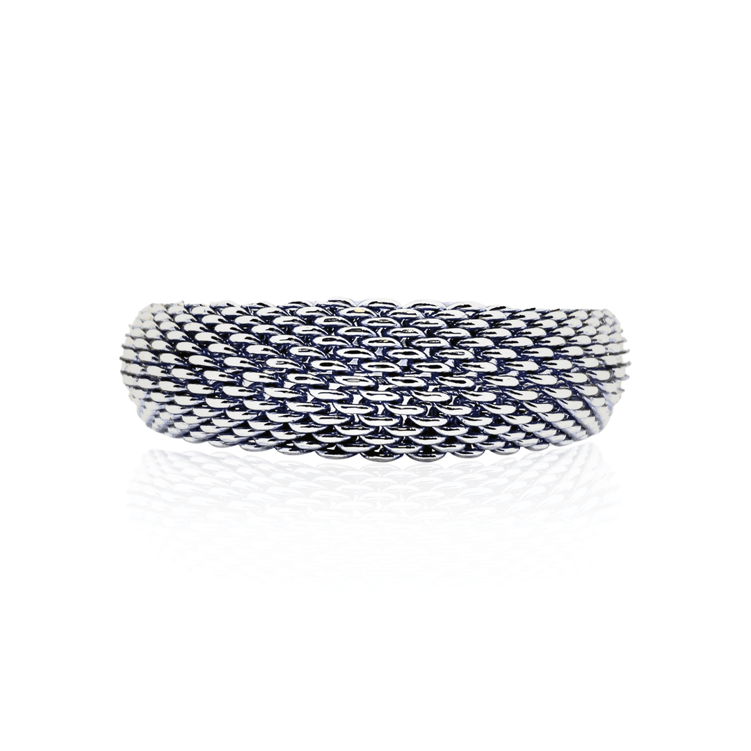 Estate Vintage Sterling Silver Somerset Mesh Bangle Bracelet by Tiffany & Co