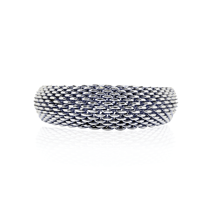 Estate Vintage Sterling Silver Somerset Mesh Bangle Bracelet by Tiffany & Co