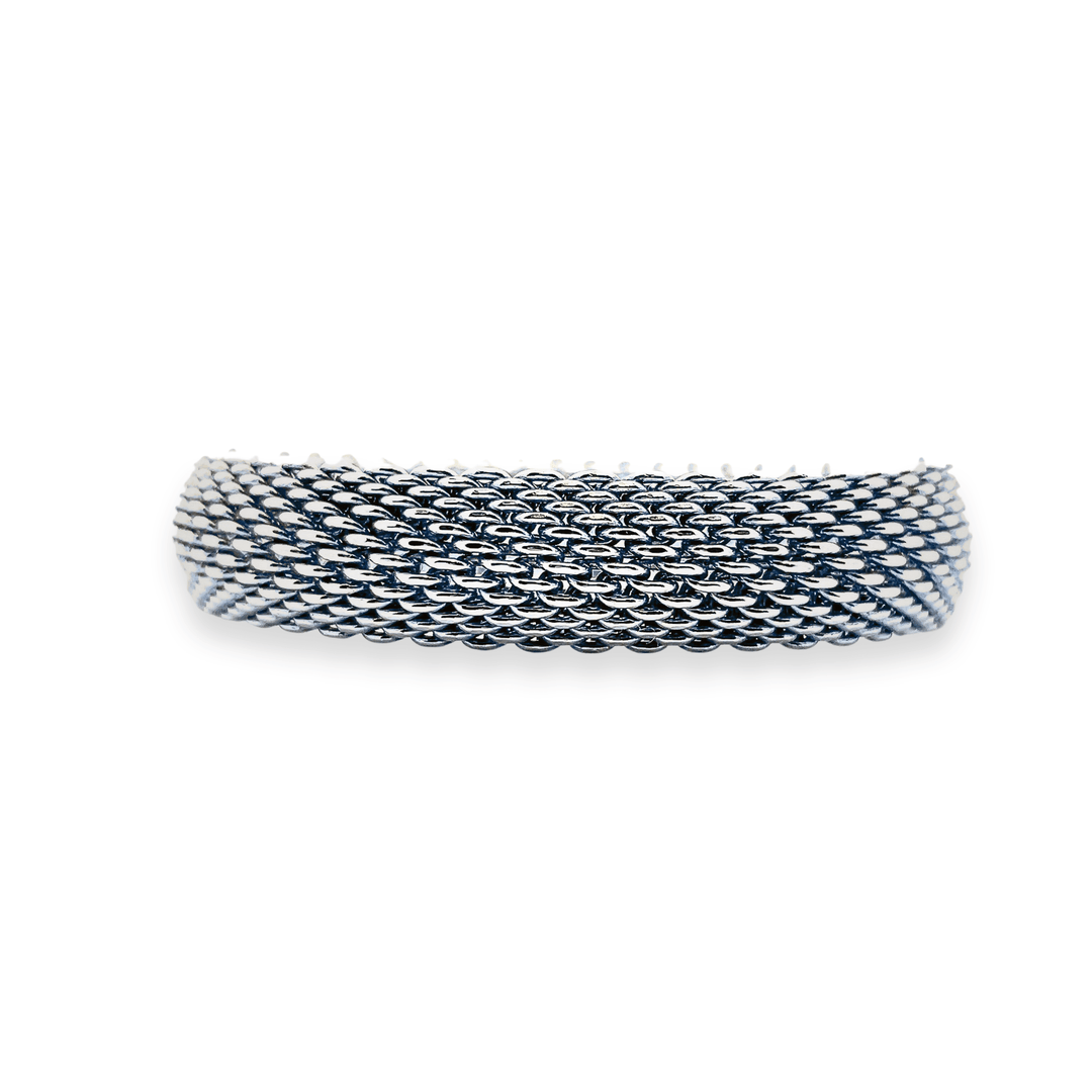 Estate Vintage Sterling Silver Somerset Mesh Bangle Bracelet by Tiffany & Co