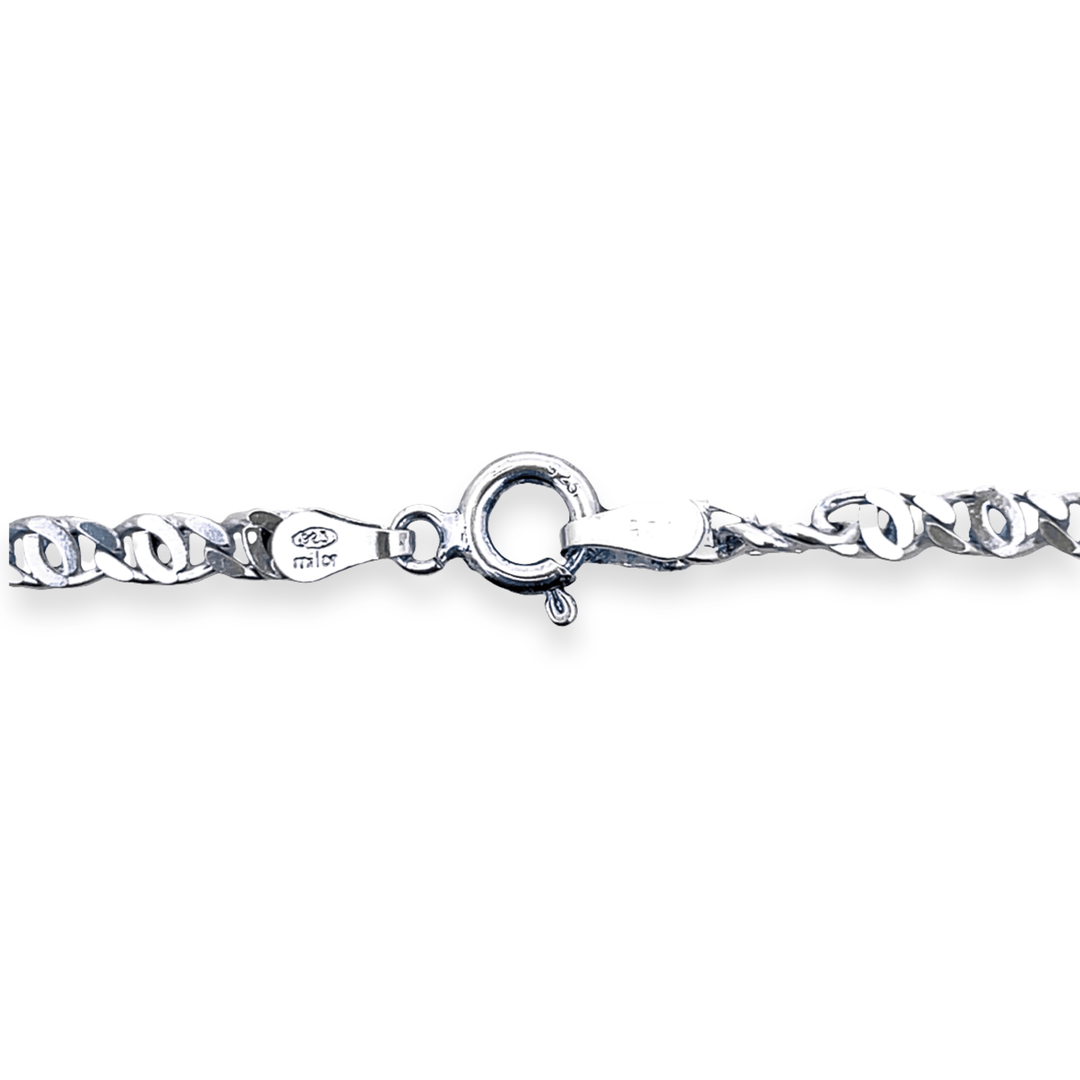 Estate Sterling Silver 3MM Cuban Link Bracelet