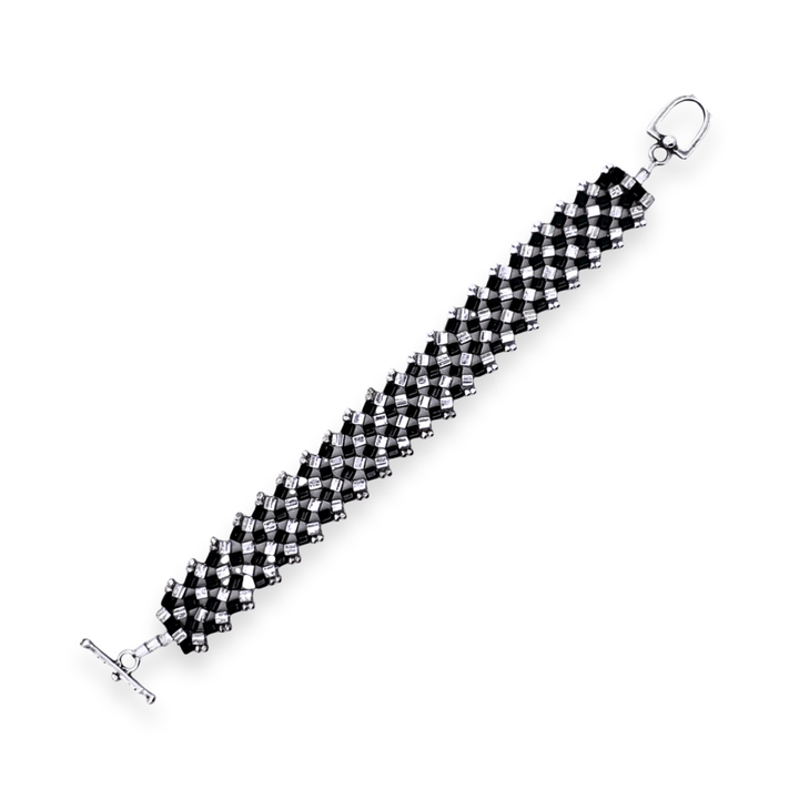 Estate Sterling Silver Woven Bead Bracelet by Diane Wright