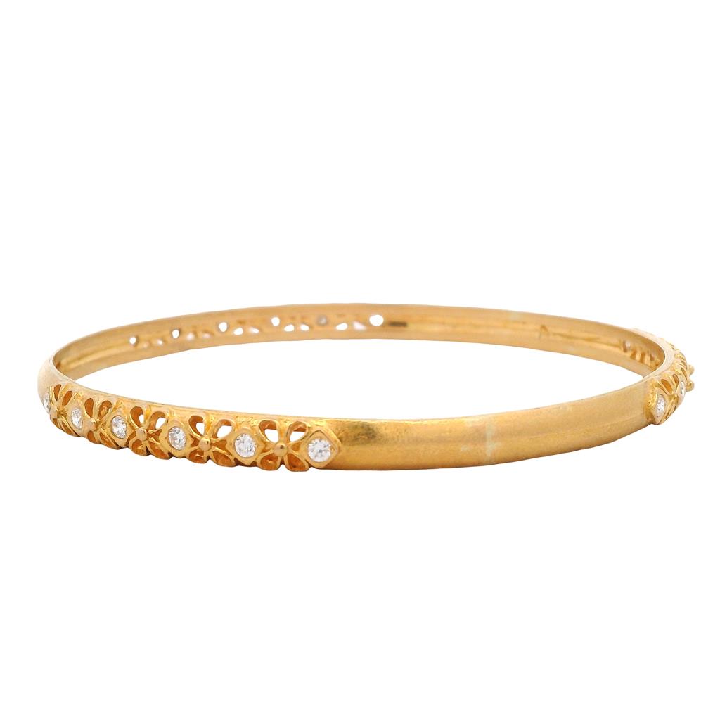 Estate 18K Yellow Gold Diamond Bangle Bracelet - Classic Design