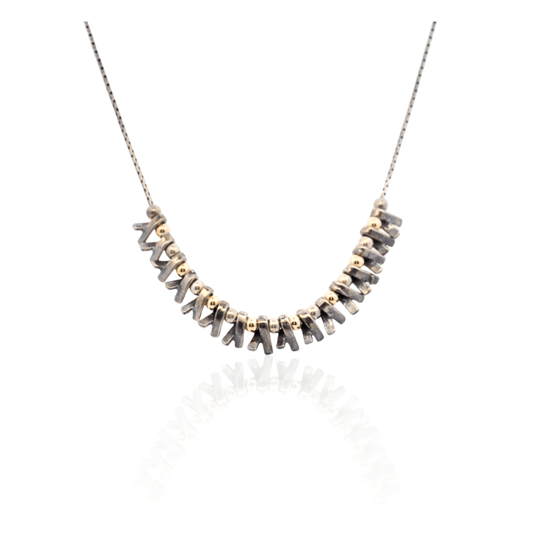 Estate Sterling Silver Link & Bead Snake Chain Necklace