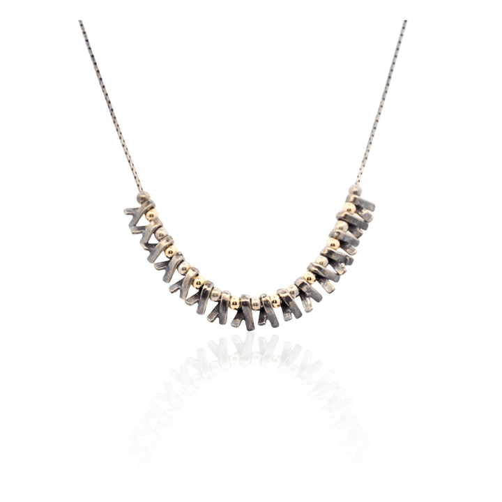 Estate Sterling Silver Link & Bead Snake Chain Necklace